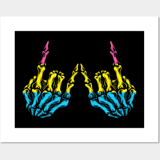 Skeleton  Hand LGBT-Q Cool Pansexual Pride Pan Flag Posters and Art